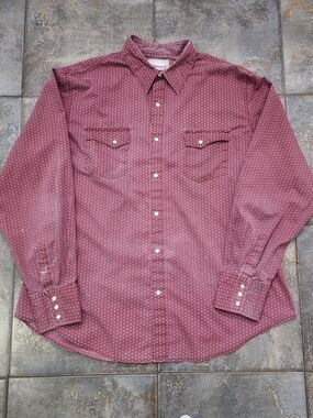 Vintage Y2K Wrangler Men's XL Rancher Faded Pearl Snap Western Button Up Shirt